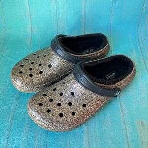 Crocs Classic Glitter Lined Clog - Gold/Black sz : M9 W11